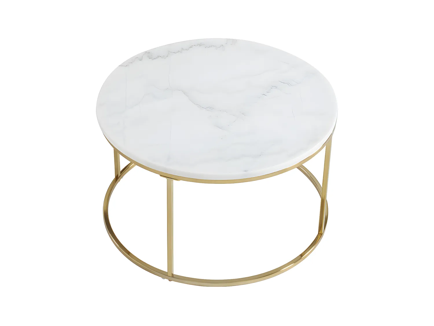 Tables basses gigognes ANGELA - Marbre blanc et métal doré de Pascal MORABITO