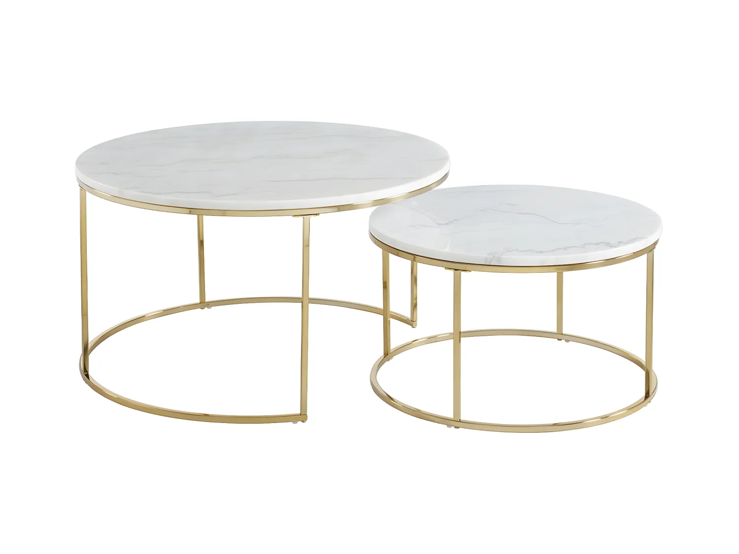 Tables basses gigognes ANGELA - Marbre blanc et métal doré de Pascal MORABITO