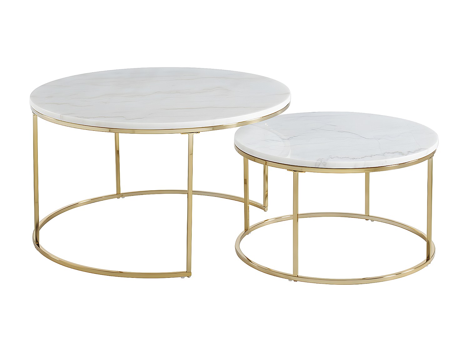 Couchtisch 2er-Set - Marmor & Metall - Weiß - ANGELA von Pascal MORABITO günstig online kaufen