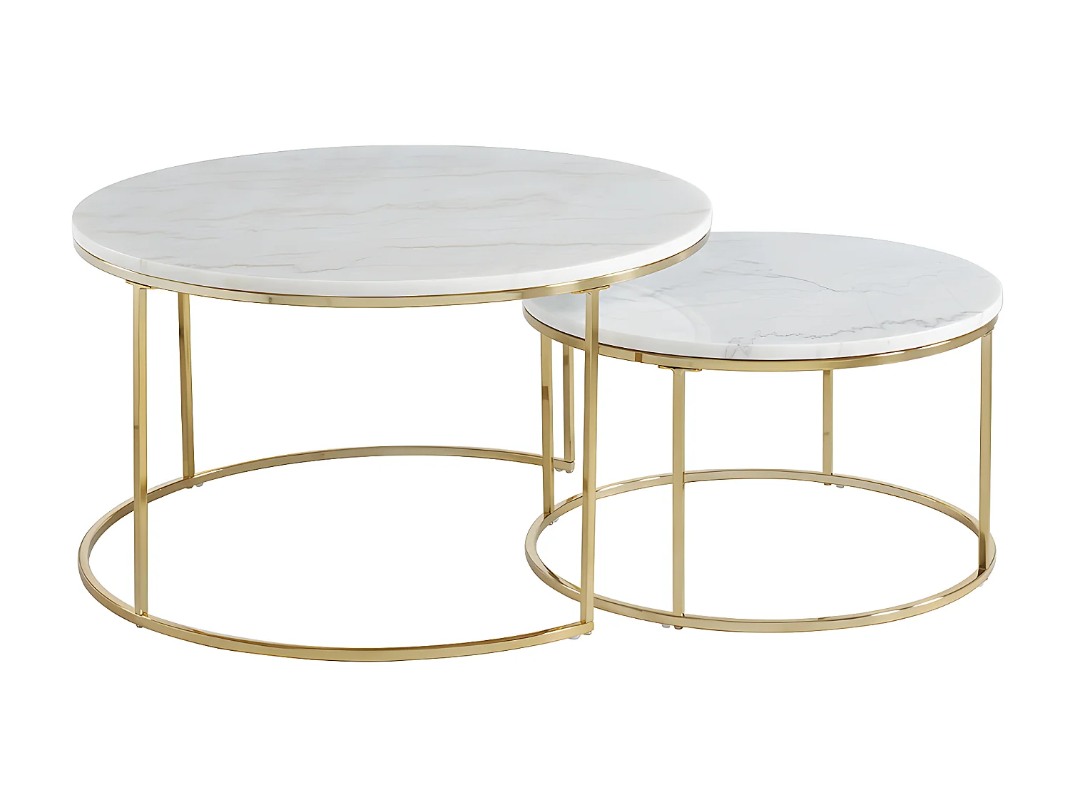 Couchtisch 2er-Set - Marmor & Metall - Weiß - ANGELA von Pascal MORABITO