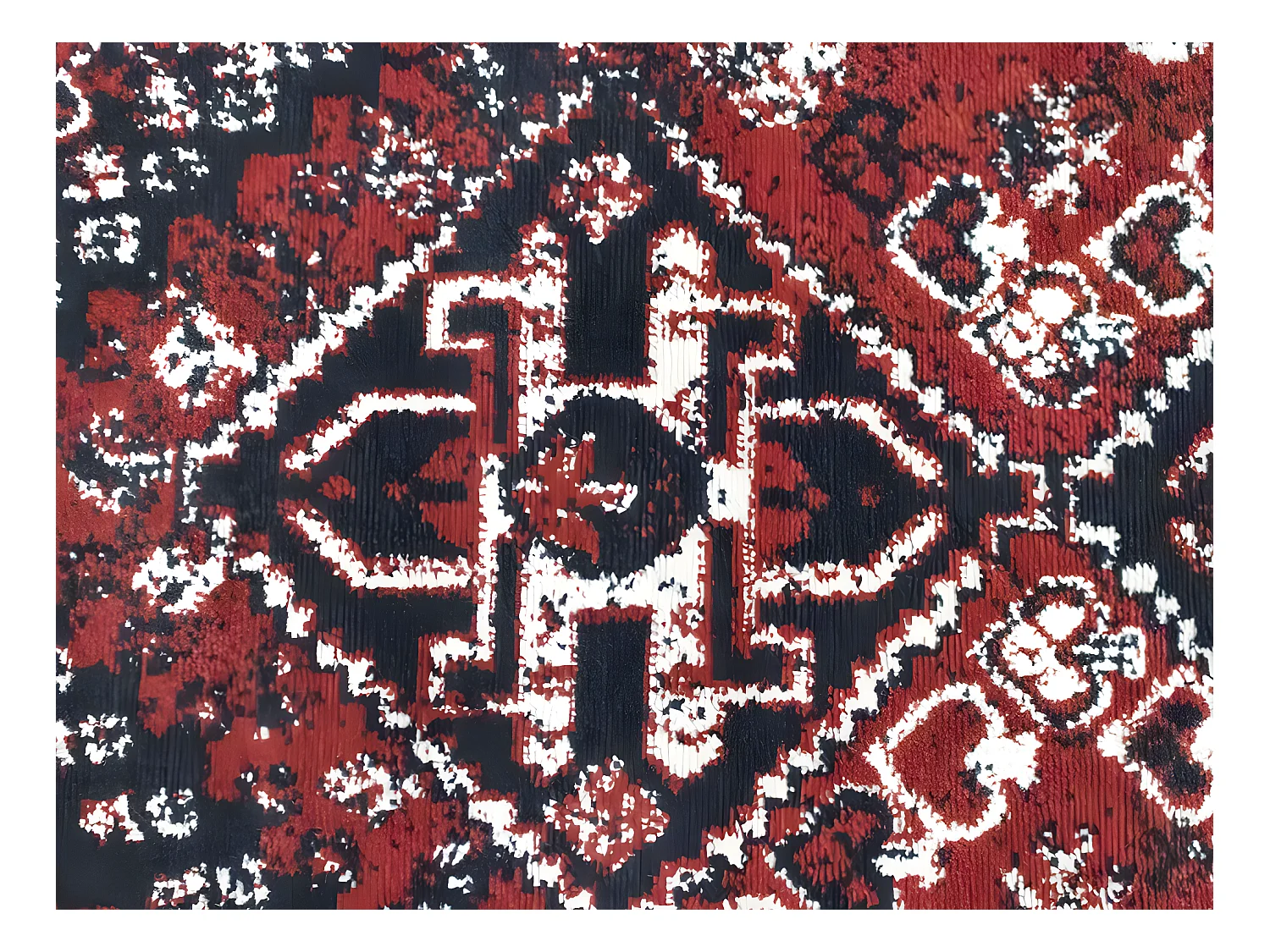 Tapis oriental vintage - 160 x 230 cm - Rouge et noir - SYLHET