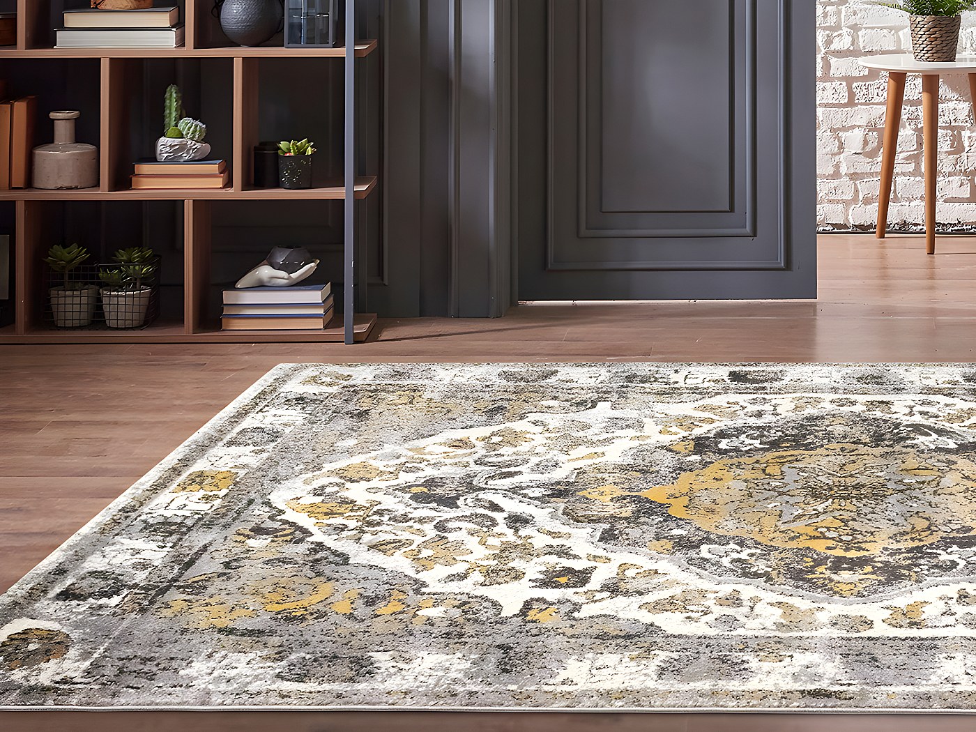 Tapete estilo oriental AGRA dimensões 200 x 290 cm Bege e amarelo