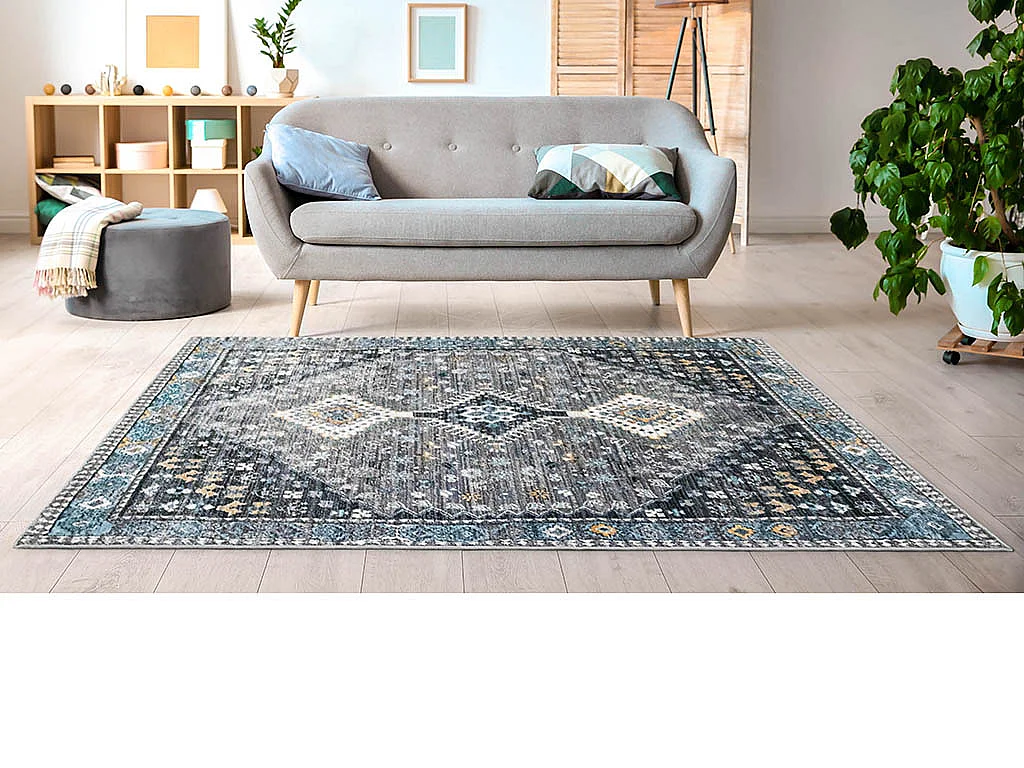 Tapis oriental vintage  - 200 x 290 cm - gris - CLOSSY