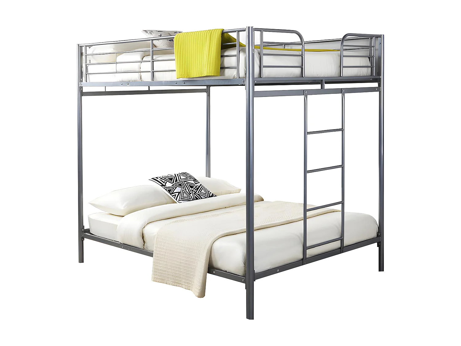 Lits superposés 2 x 140 x 190 cm - Métal - Argent + Matelas - GEMINI II