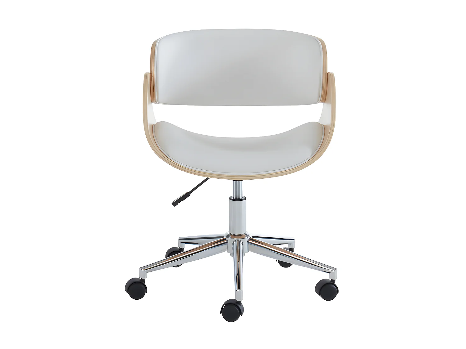 Bürostuhl - Kunstleder und verchromtes Metall - Eiche und Weiß - Höhenverstellbar - JELSA