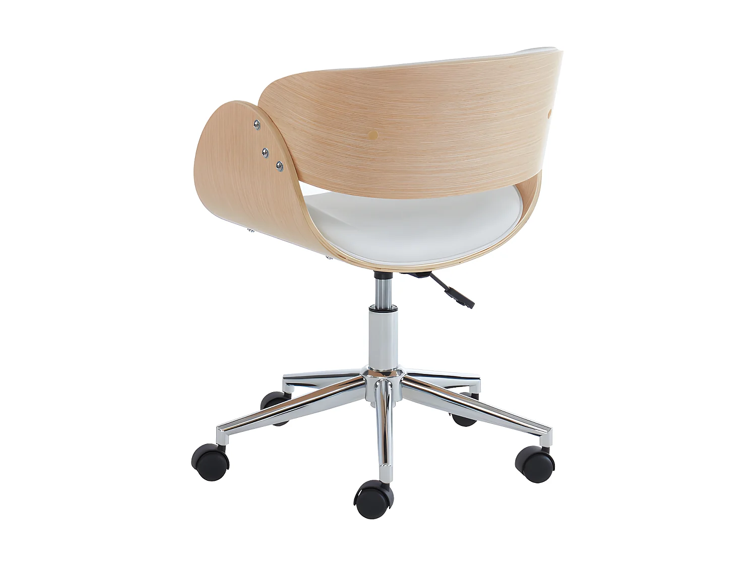 Bürostuhl - Kunstleder und verchromtes Metall - Eiche und Weiß - Höhenverstellbar - JELSA