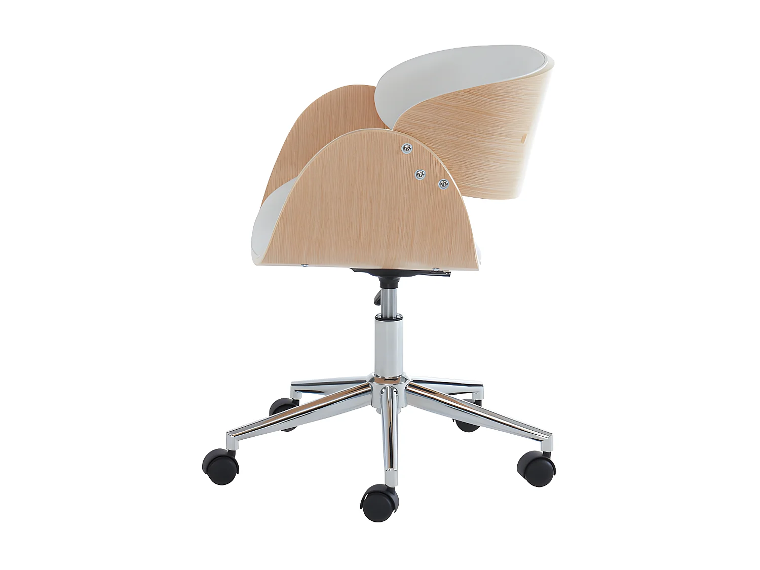 Bürostuhl - Kunstleder und verchromtes Metall - Eiche und Weiß - Höhenverstellbar - JELSA