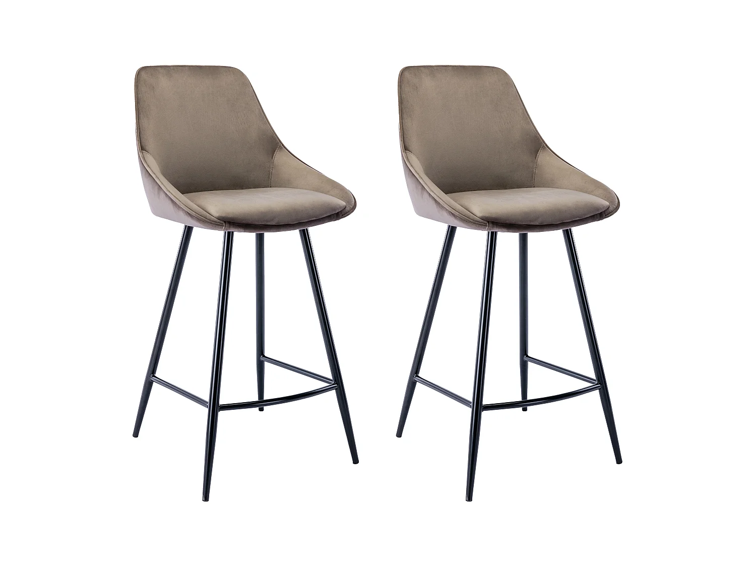 Barhocker 2er-Set - Samt - Taupe - MASURIE