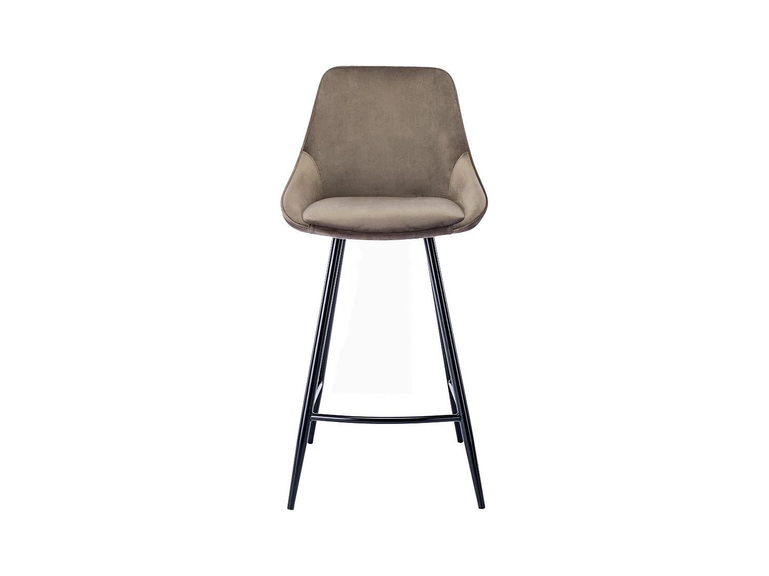 Lot de 2 tabourets de bar - Velours - Taupe - MASURIE