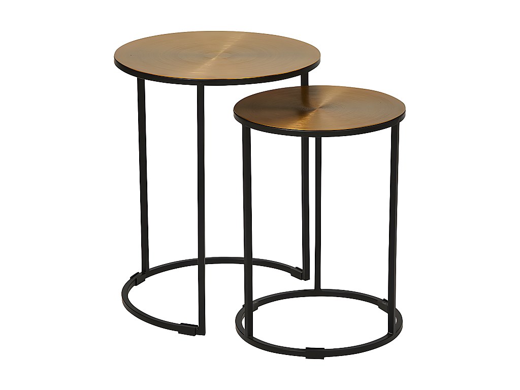Beistellltisch 2er-Set TYVIA - Metall - Schwarz & Goldfarben