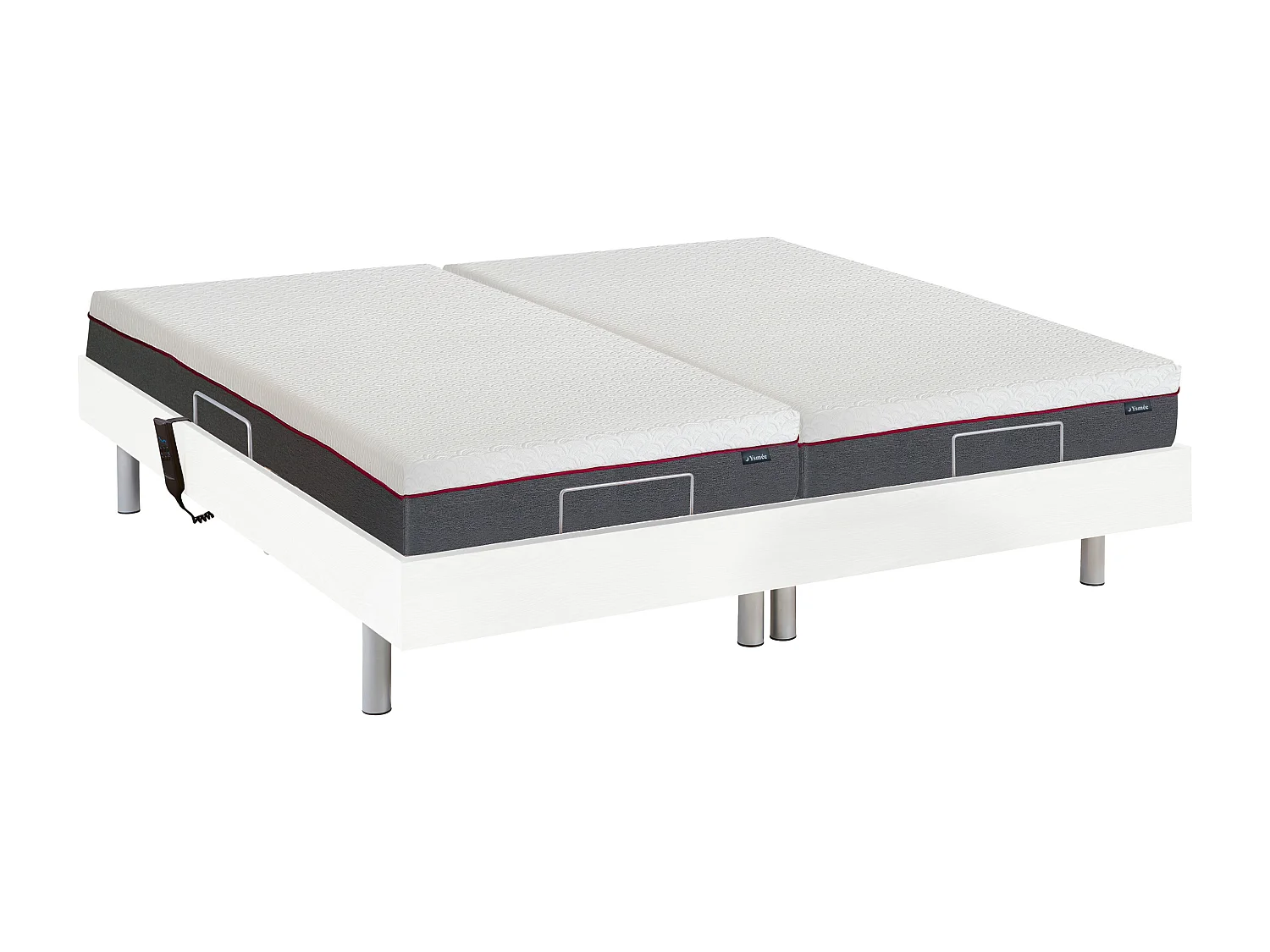 Lit électrique de relaxation tout plots + matelas mémoire de forme - 2 x 80 x 200 cm - Blanc - ATRIDE de YSMÉE