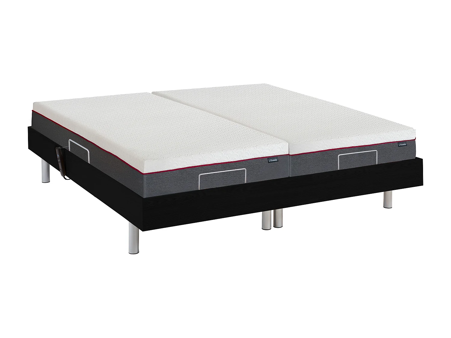 Lit électrique de relaxation tout plots + matelas mémoire de forme - 2 x 80 x 200 cm - Noir - ATRIDE de YSMÉE