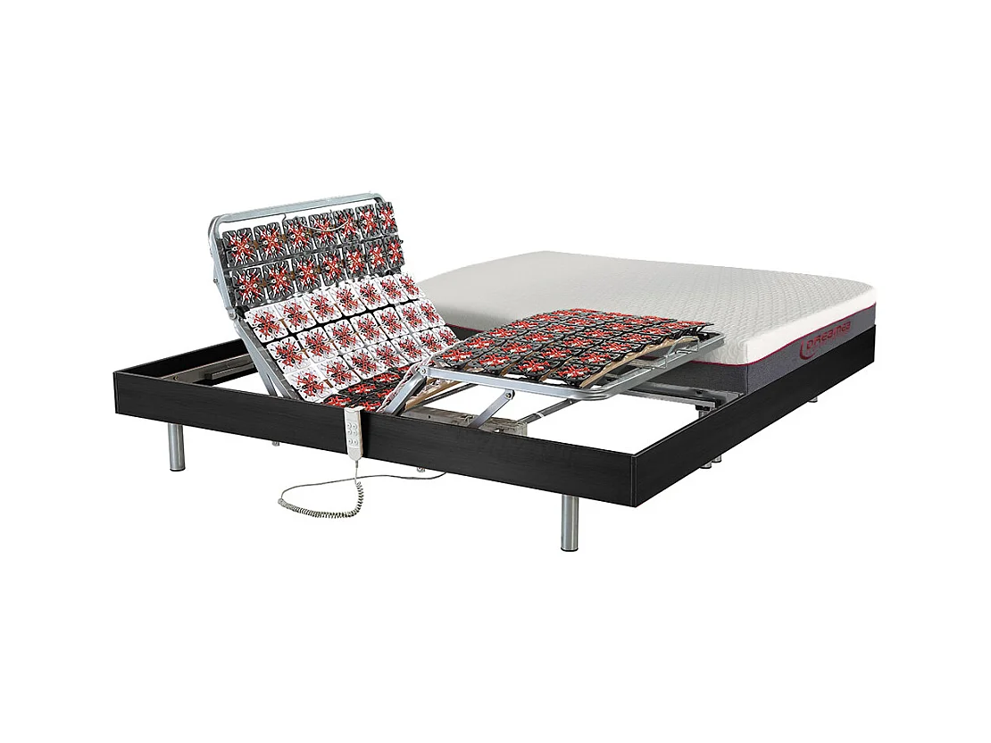 Relaxbett elektrisch - Matratzen mit Memory Schaum - ATRIDE von DREAMEA - mit OKIN-Motor - Schwarz - 2 x 90 x 200 cm