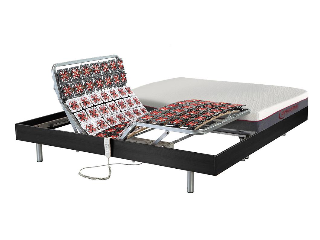 Elektrisch relaxbed met matras met vormgeheugen ATRIDE van DREAMEA - OKIN-motoren - zwart - 2 x 90 x 200 cm