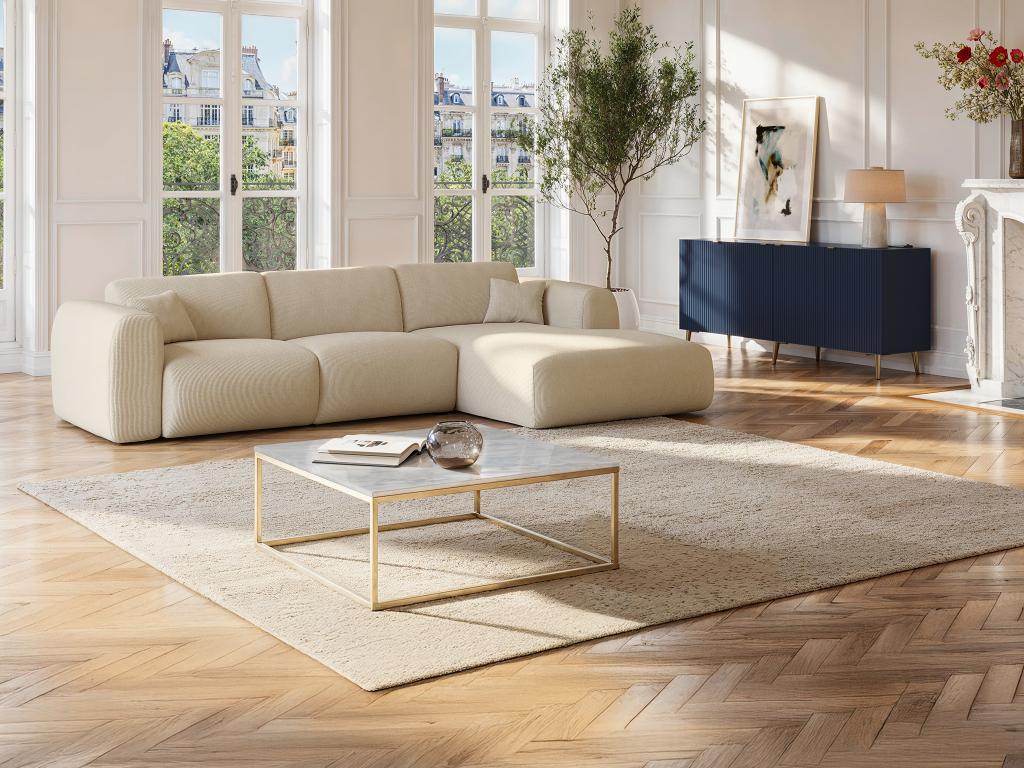Couchtisch Design - Marmor & Metall - Goldfarben & Weiß - ARETHA von Pascal günstig online kaufen