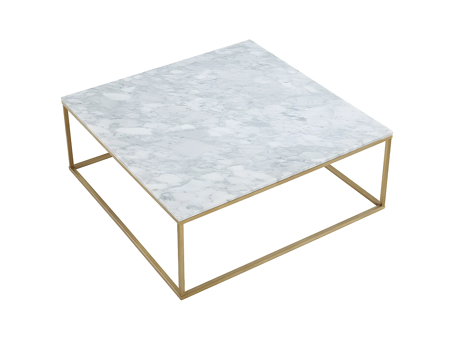 Table basse design ARETHA de Pascal MORABITO - Marbre et Métal - Blanc et Doré