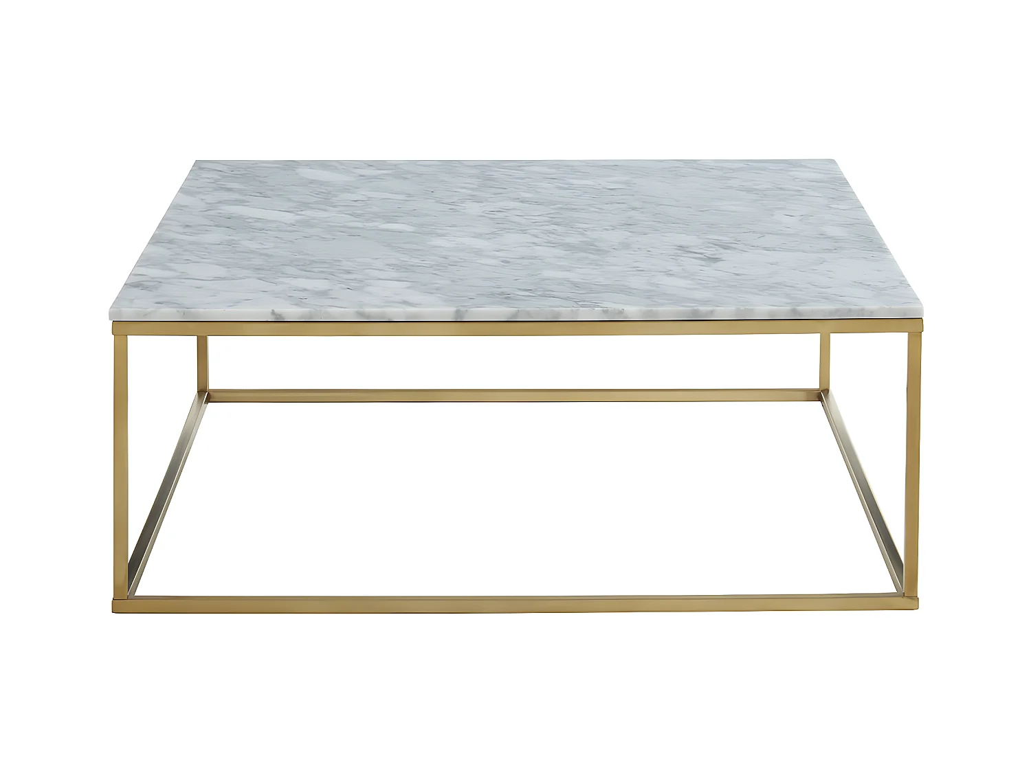 Table basse design ARETHA de Pascal MORABITO - Marbre et Métal - Blanc et Doré