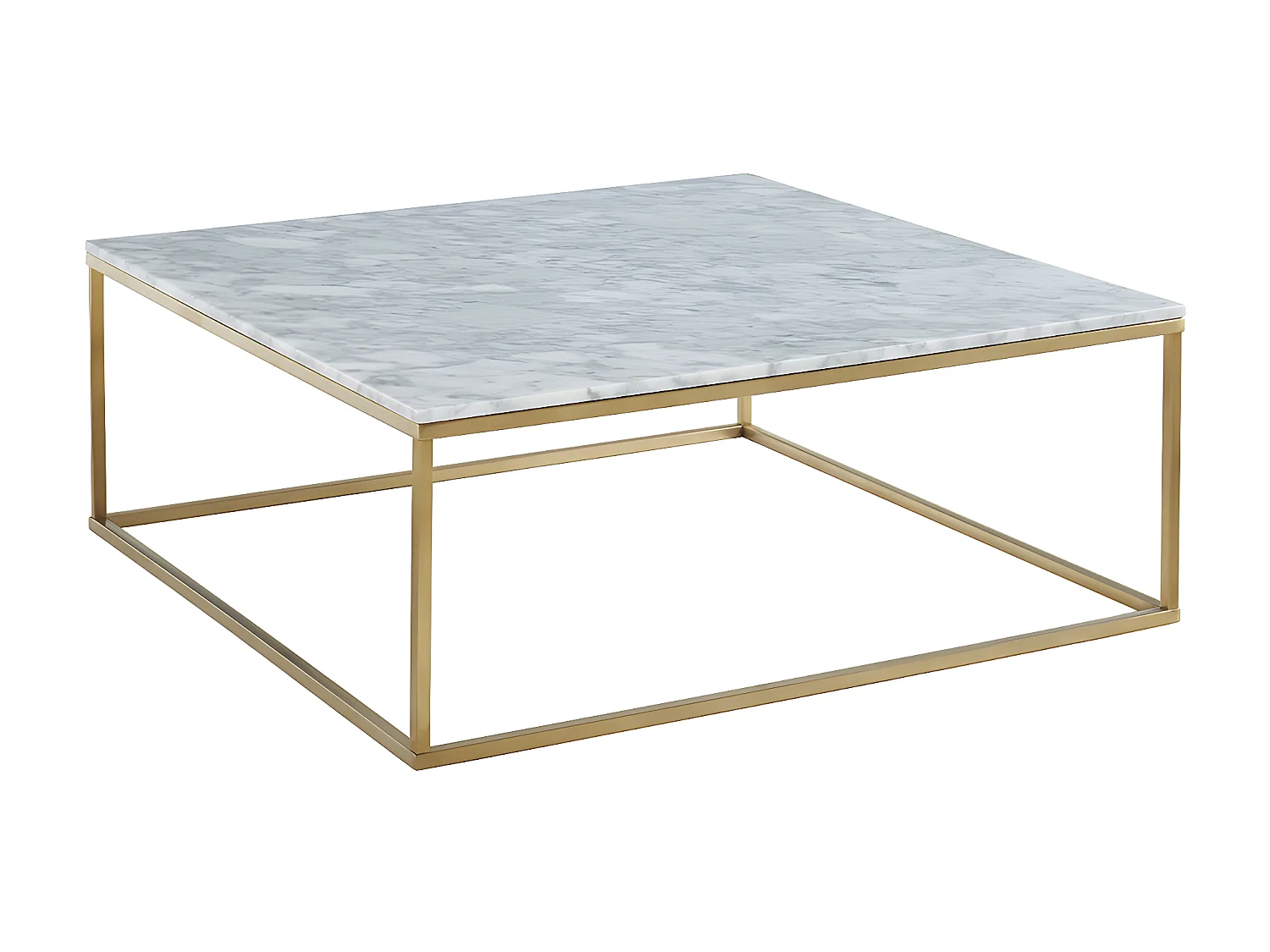 Table basse design ARETHA de Pascal MORABITO - Marbre et Métal - Blanc et Doré