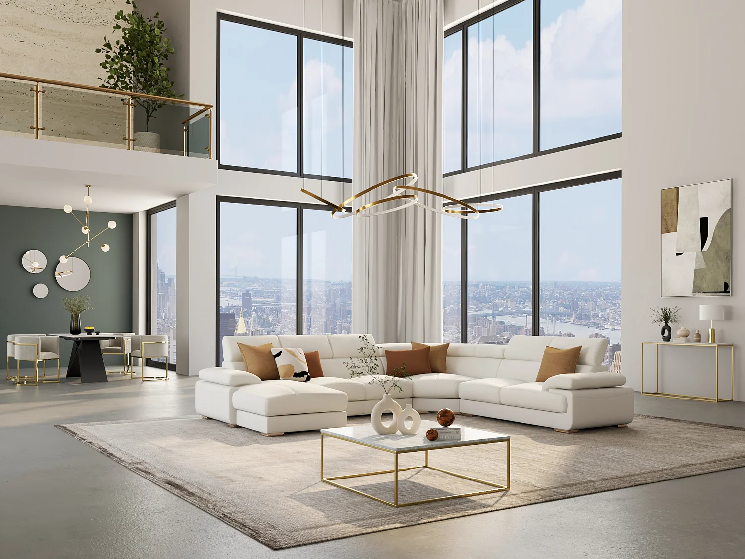 Mesa de centro design em mármore e metal cor branco e dourado - ARETHA de Pascal Morabito