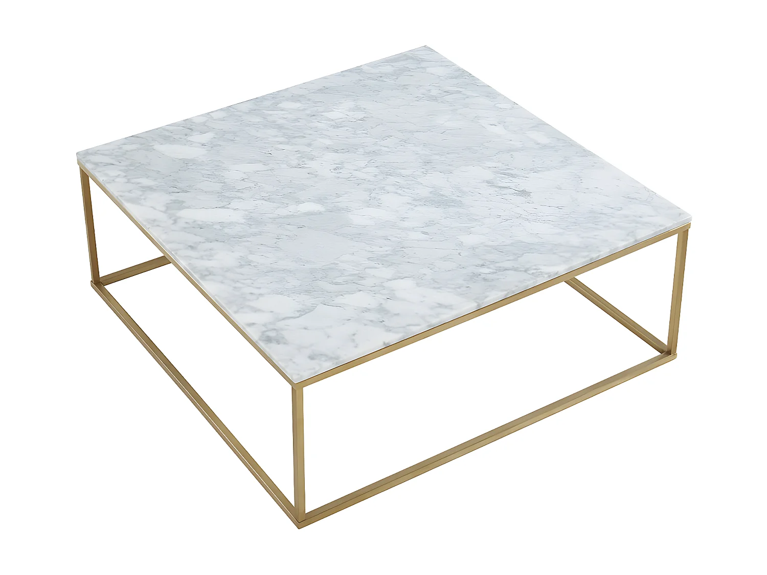 Designerski stolik kawowy ARETHA marki Pascal Morabito- Marmur i metal - Biało-złoty