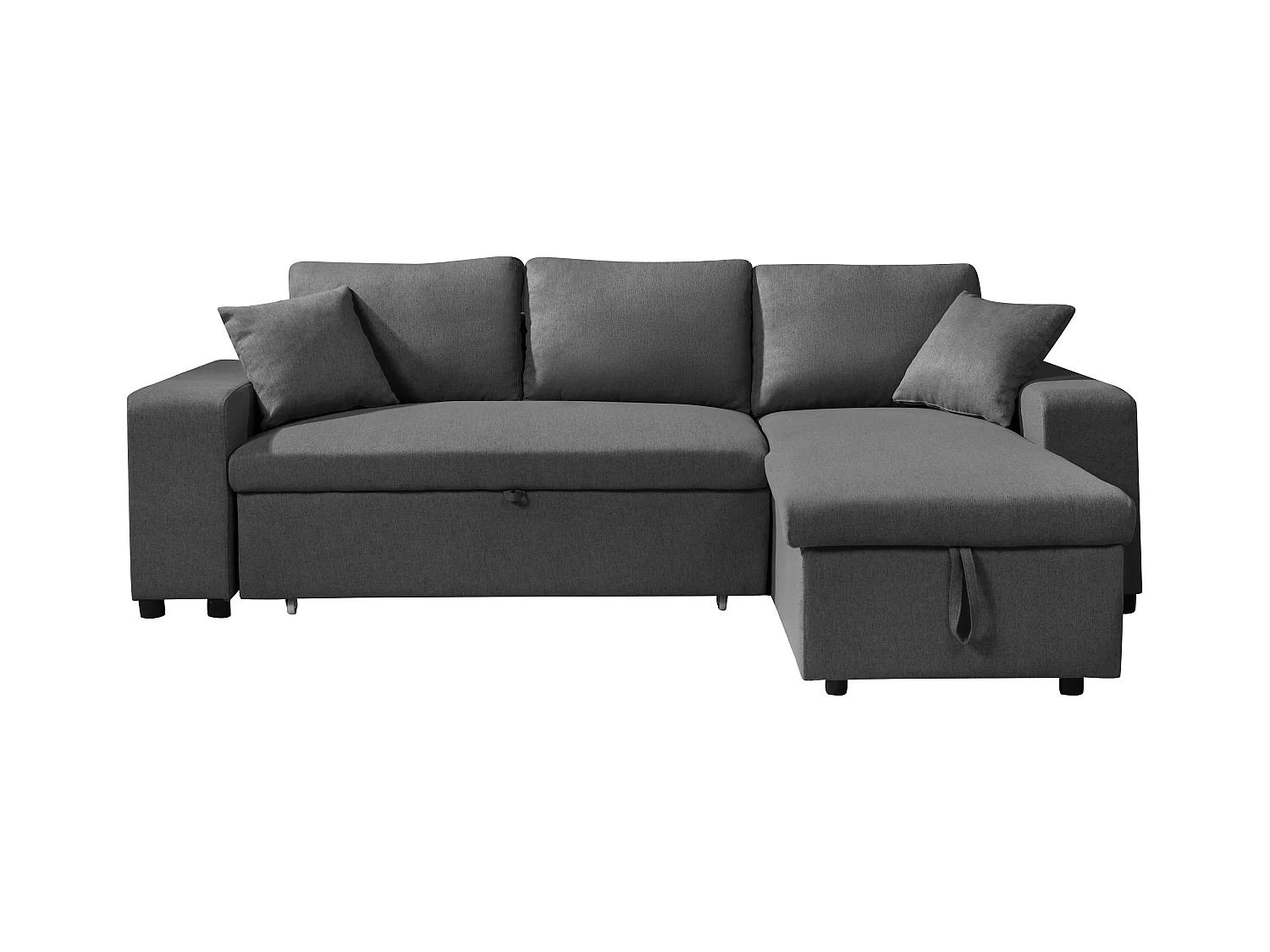Ecksofa mit Schlaffunktion & Bettkasten + Sessel - Stoff - Anthrazit - SELIM