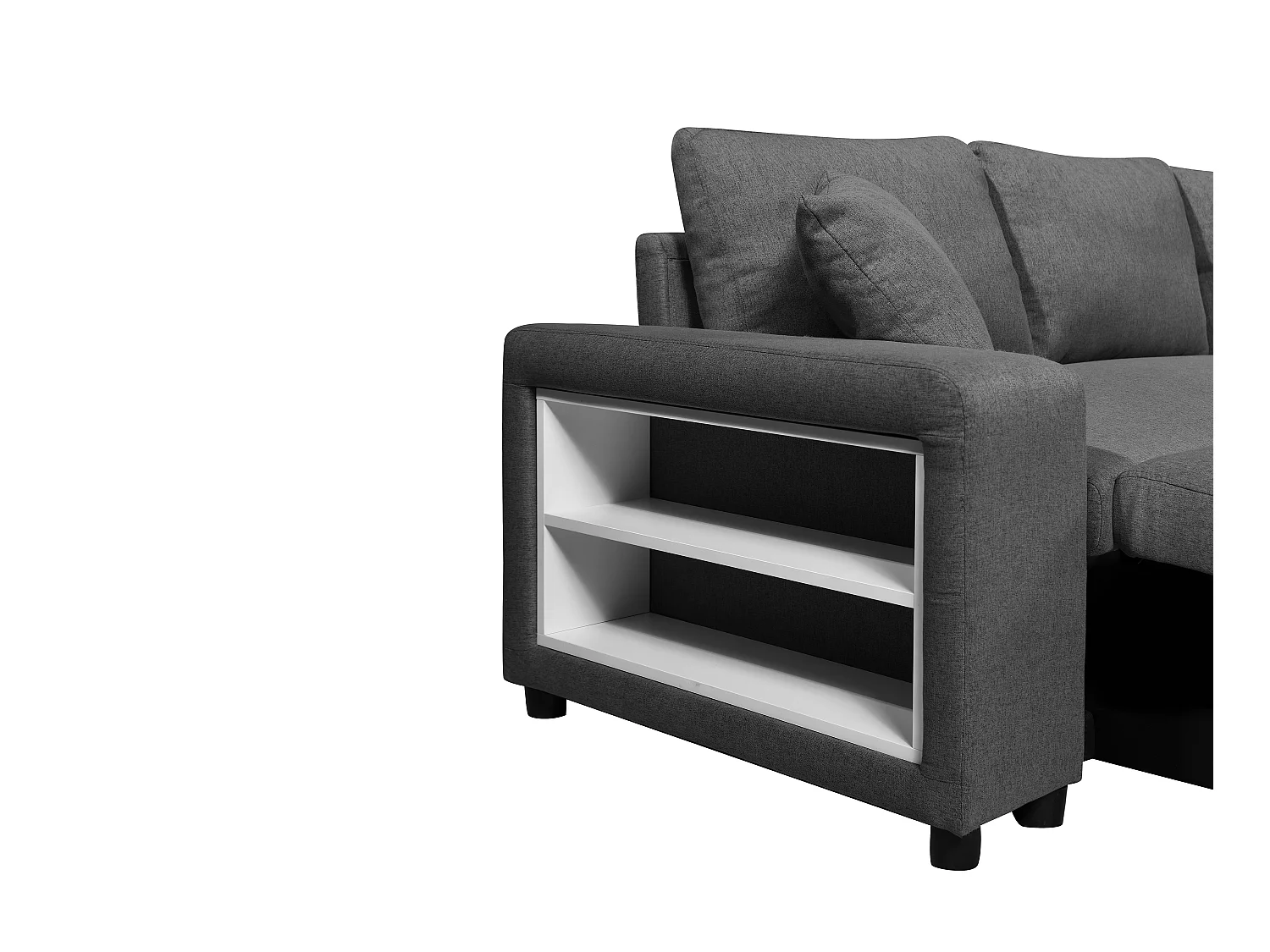 Ecksofa mit Schlaffunktion & Bettkasten + Sessel - Stoff - Anthrazit - SELIM