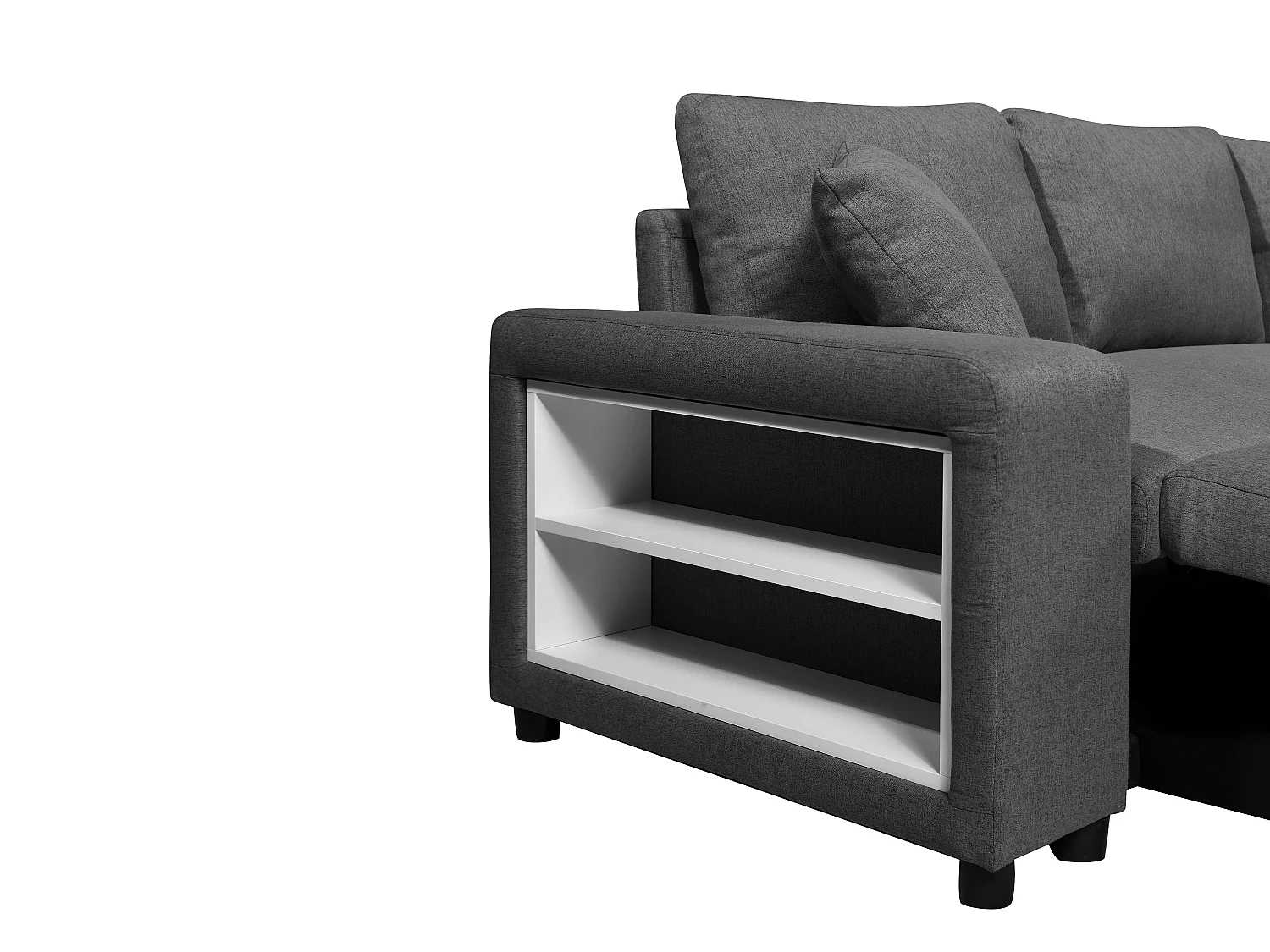 Canapé d'angle convertible et réversible avec rangements et poufs en tissu anthracite SELIM