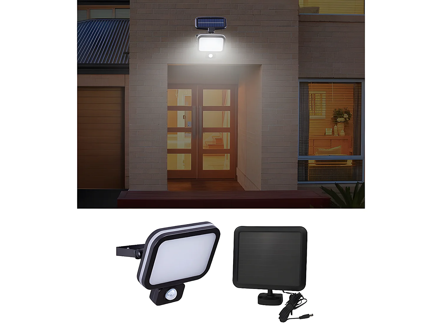 Projecteur solaire - 62 leds avec détecteur de mouvement VINCA - 500 Lumens - Noir