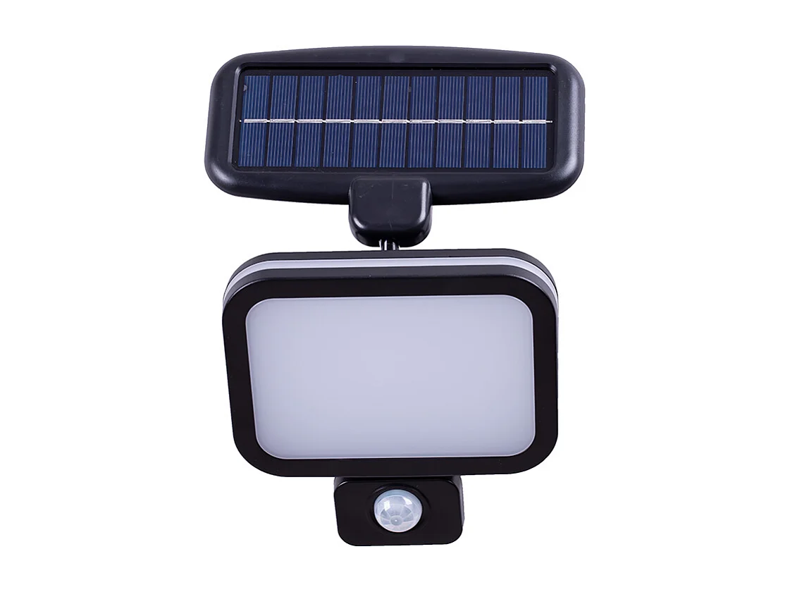 Proiettore a energia solare 62 LED con rilevatore di movimento 500 Lumen Nero - VINCA