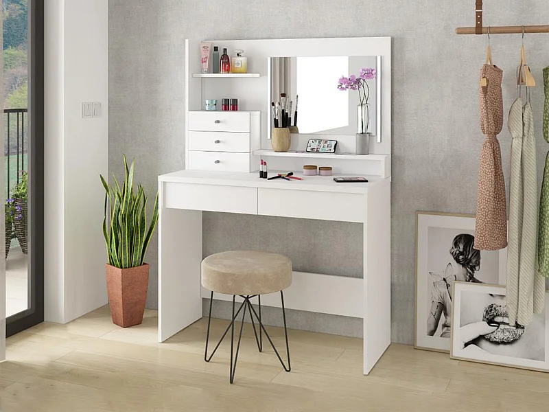Schminktisch mit Stauraum & LEDs - Weiß - GUILIANA