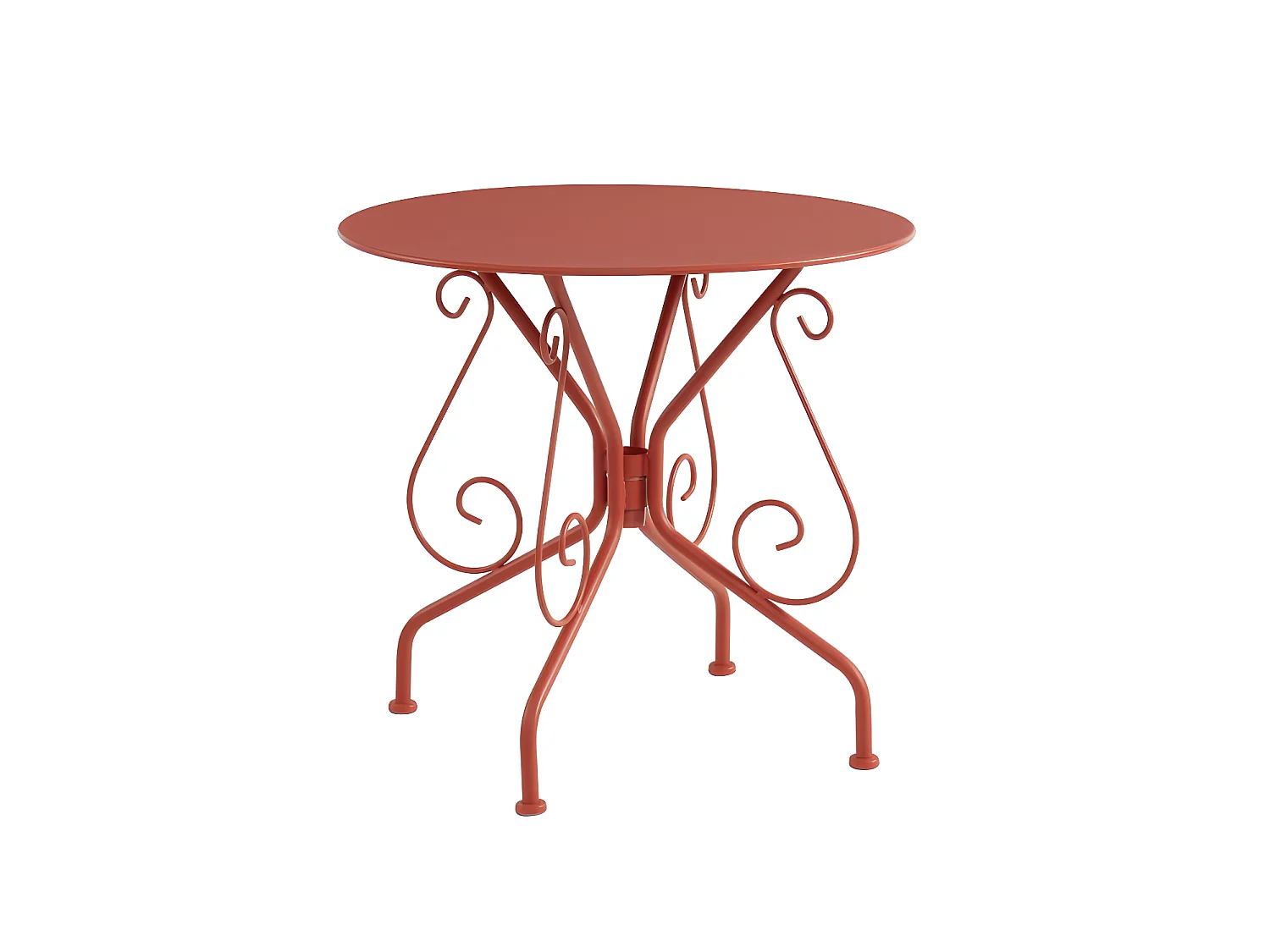 Mesa y sillas de jardín de metal : una mesa y 4 sillas - Terracota - GUERMANTES