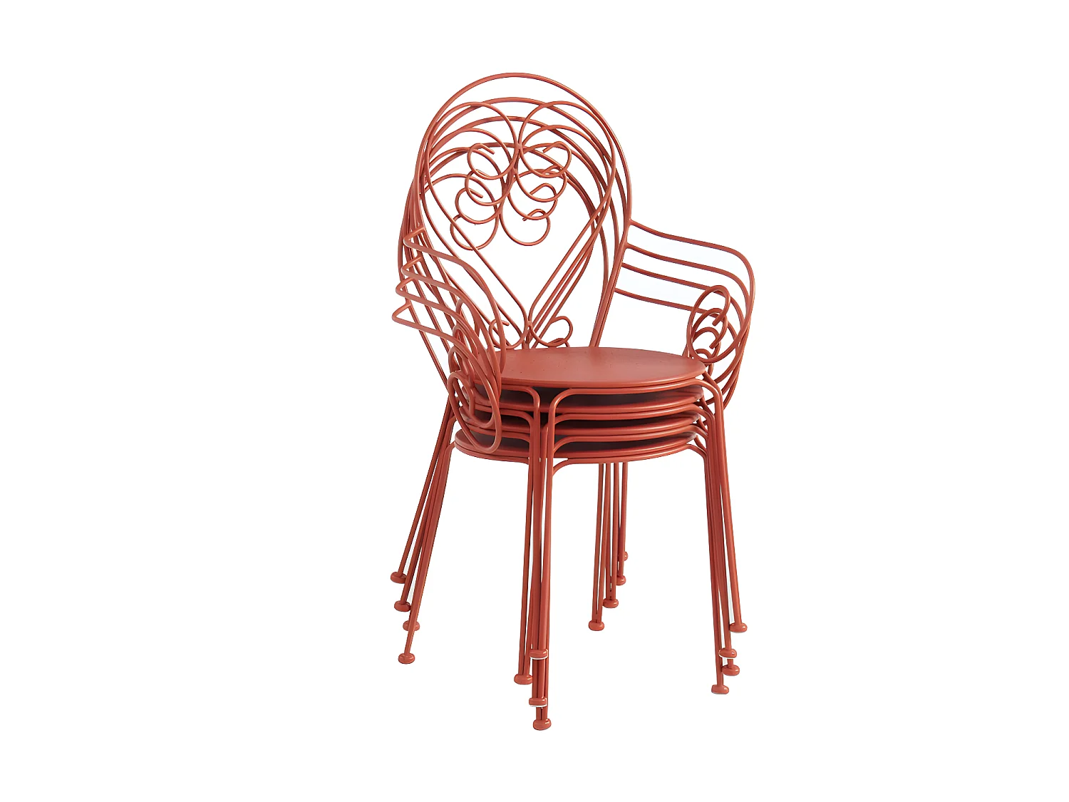 Mesa y sillas de jardín de metal : una mesa y 4 sillas - Terracota - GUERMANTES