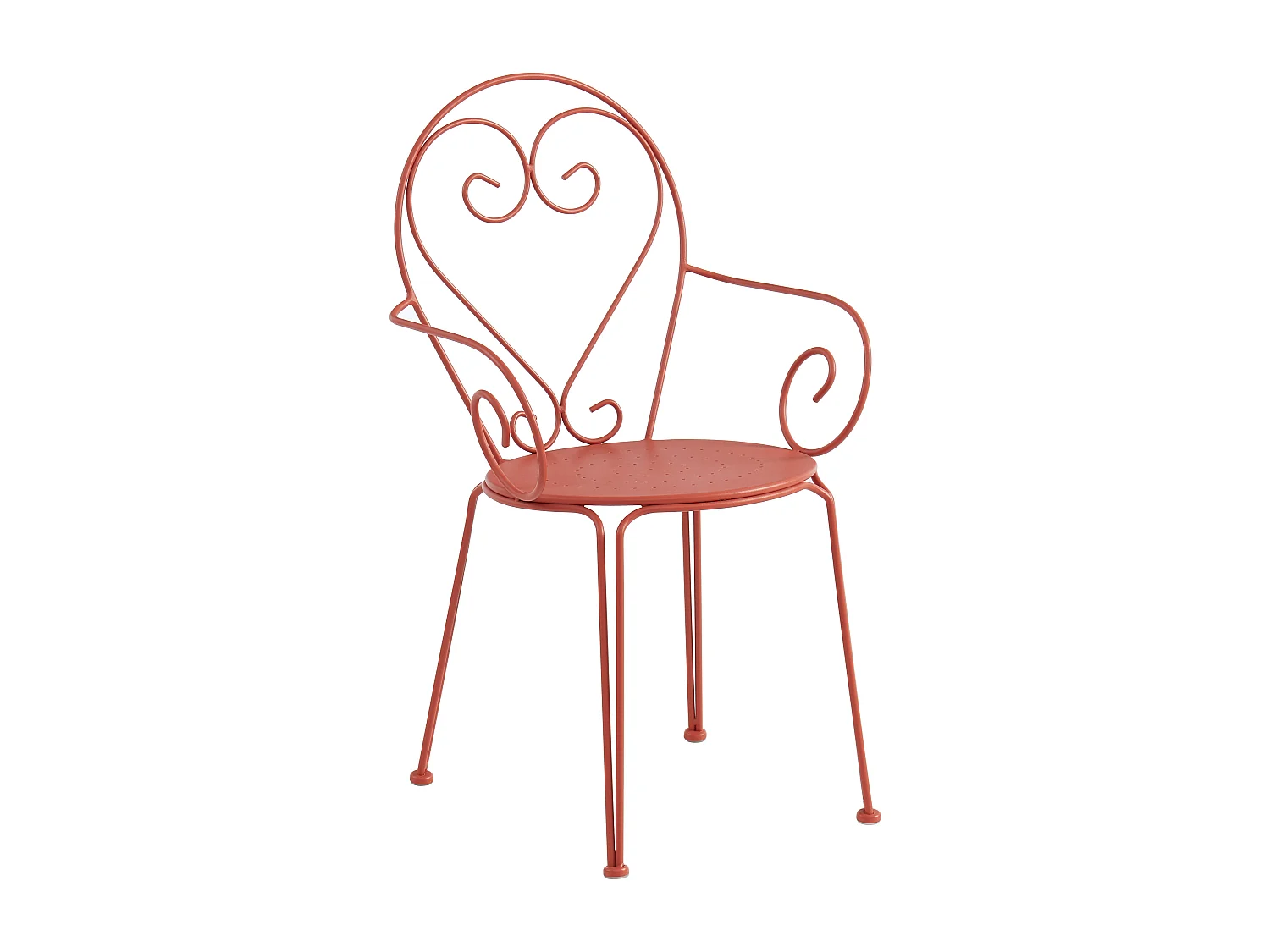 Mesa y sillas de jardín de metal : una mesa y 4 sillas - Terracota - GUERMANTES