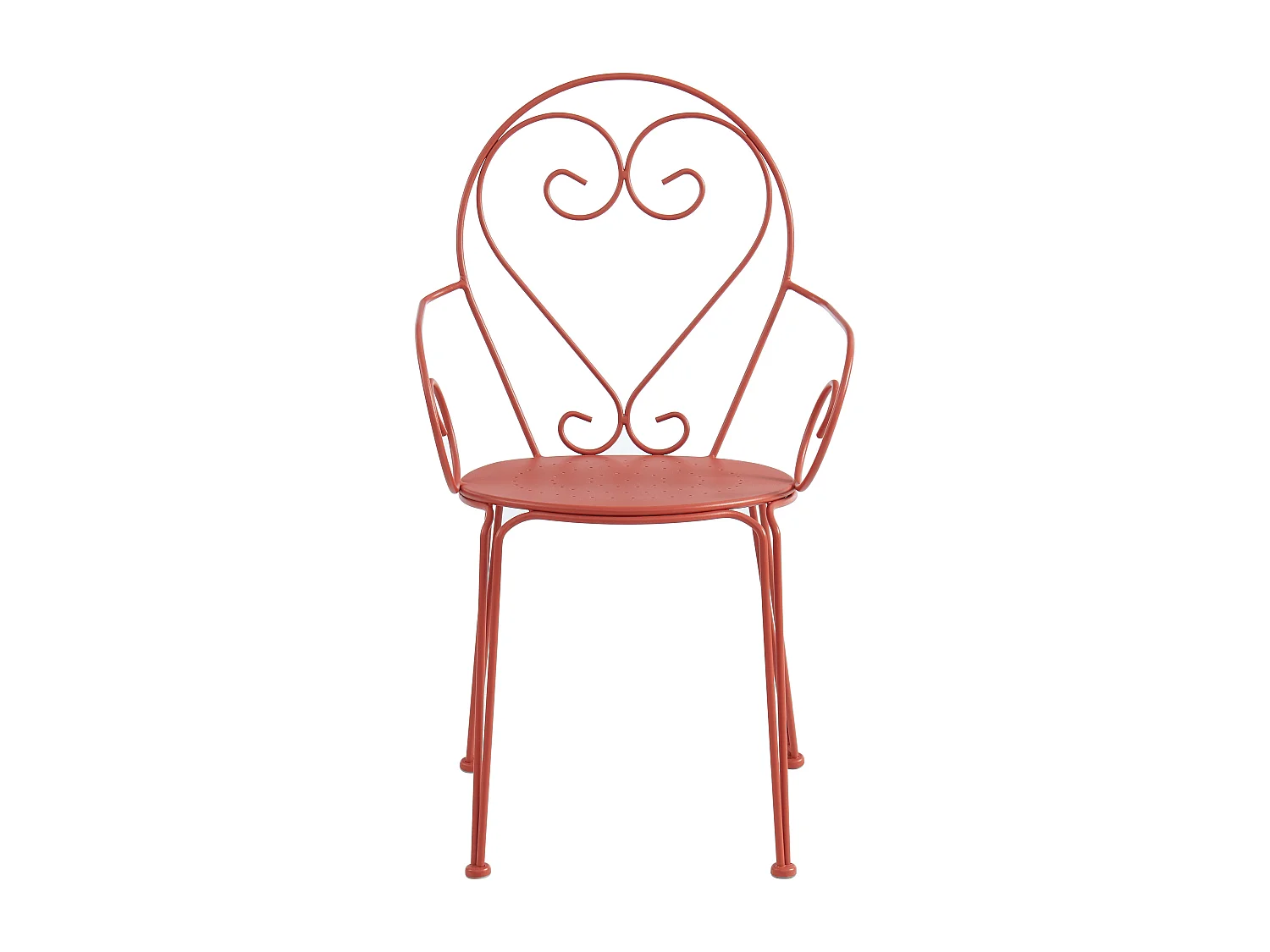 Mesa y sillas de jardín de metal : una mesa y 4 sillas - Terracota - GUERMANTES