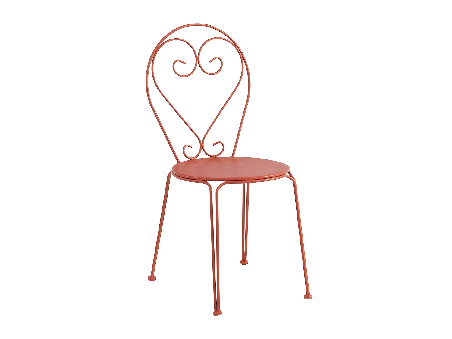 Mesa y sillas de jardín de metal tipo hierro forjado : una mesa y 4 sillas apilables terracota - GUERMANTES