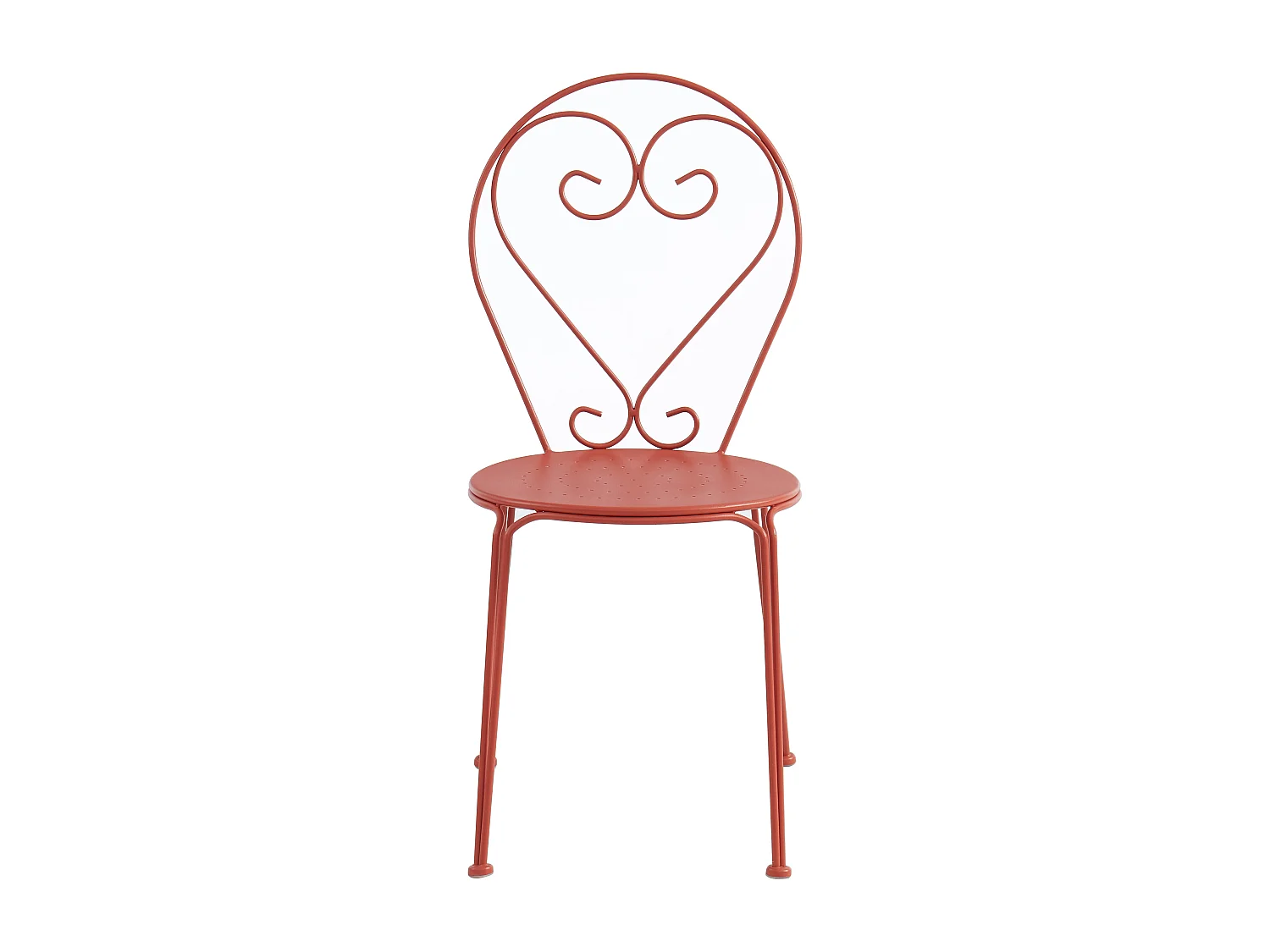 Mesa y sillas de jardín de metal tipo hierro forjado : una mesa y 4 sillas apilables terracota - GUERMANTES