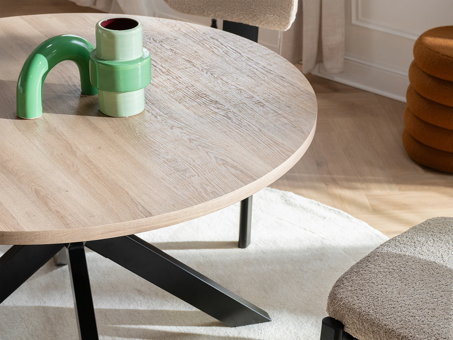 Tavolo da pranzo 4 coperti MDF e Metallo Rovere e Nero - TILKI