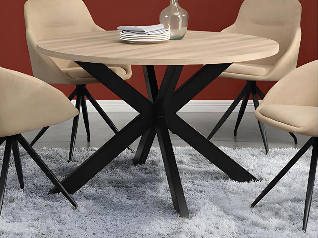Mesa de comedor TILKI - 4 comensales - MDF y metal - roble y negro