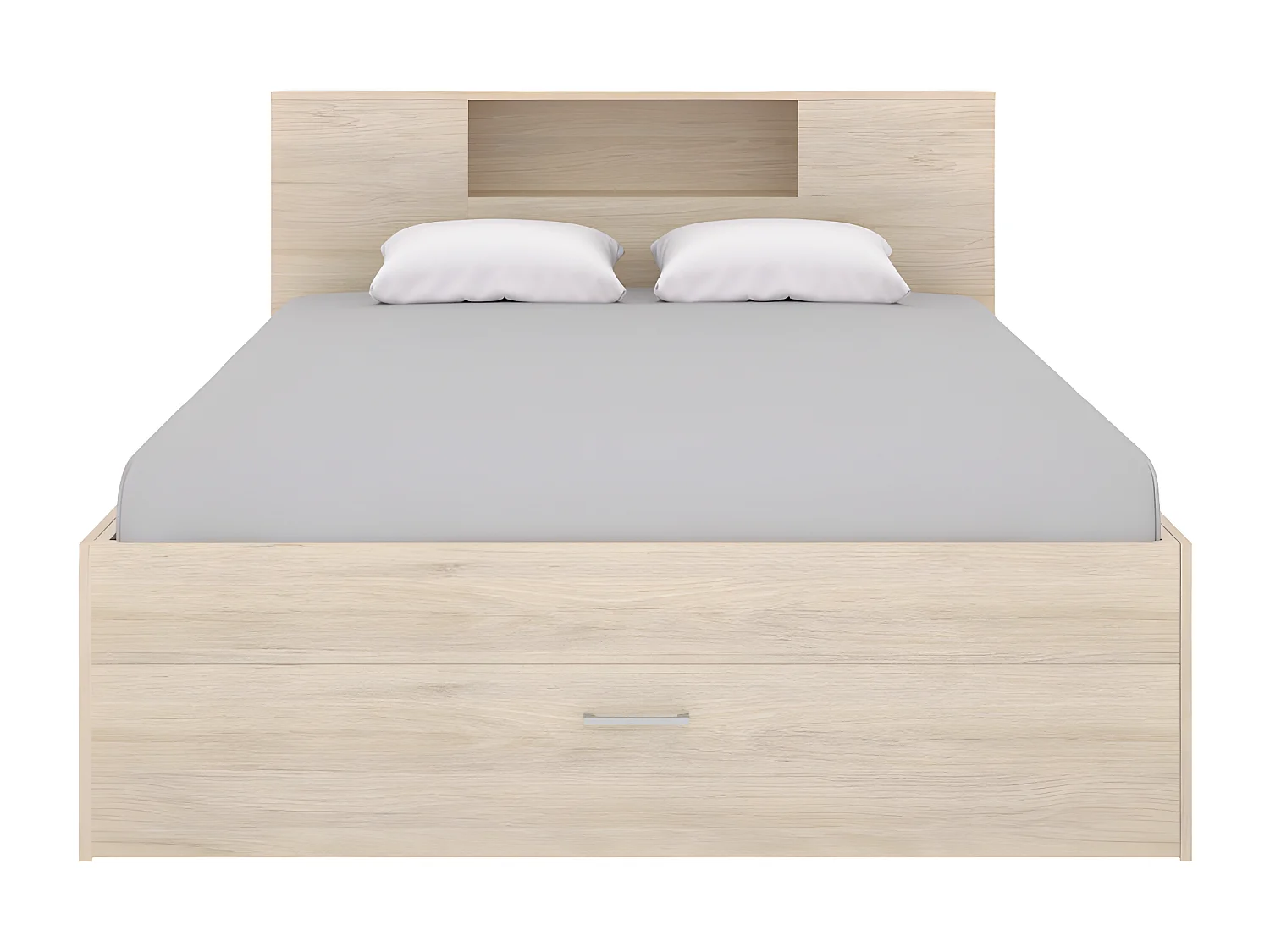 Bett mit Kopfteil, Stauraum & Schubladen - 160 x 200 cm - Naturfarben - LEANDRE