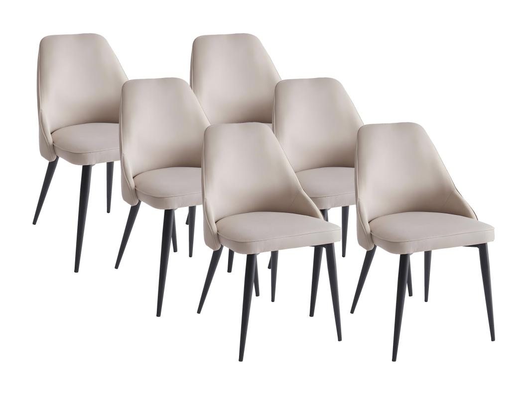 Lot de 6 chaises en tissu et métal - Crème - EZRA