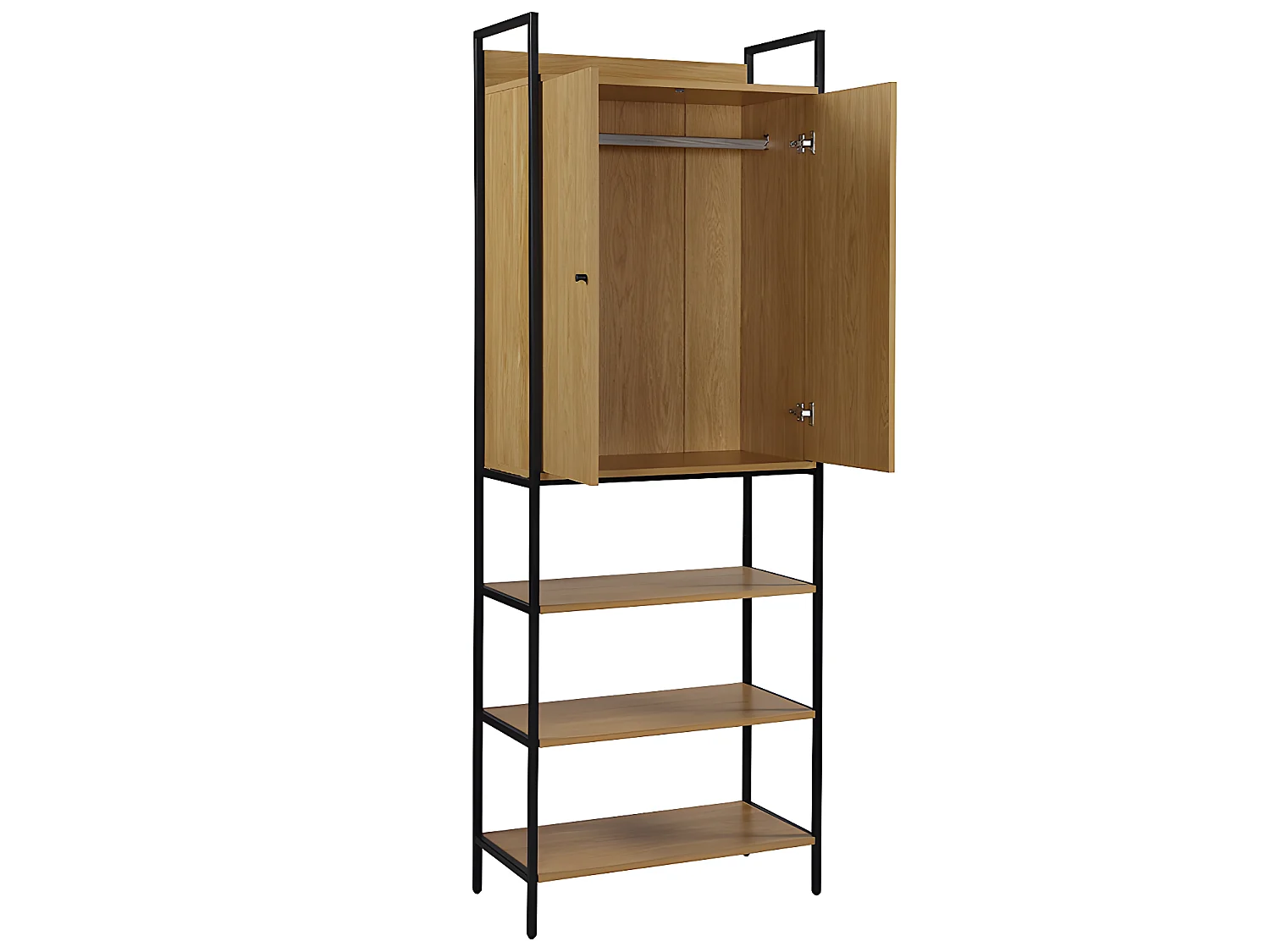 Vestiaire TAPORA - 2 portes, 3 étagères et 1 penderie - Coloris : Chêne et noir