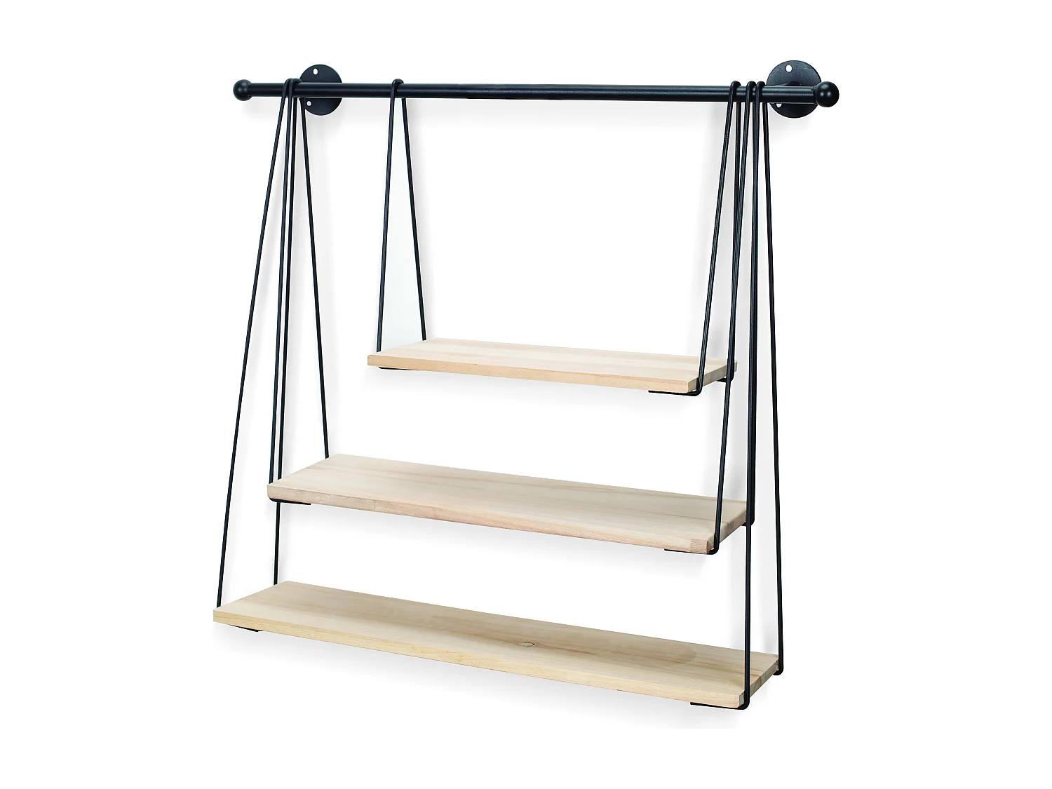 Etagere Filaire Murale Balancelle 67.5x62cm Noir, Marron