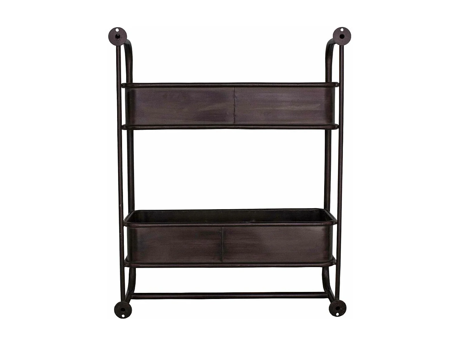 Industrielles Wandregal aus Eisen mit 2 Behältern 52 x 18 x 64 cm