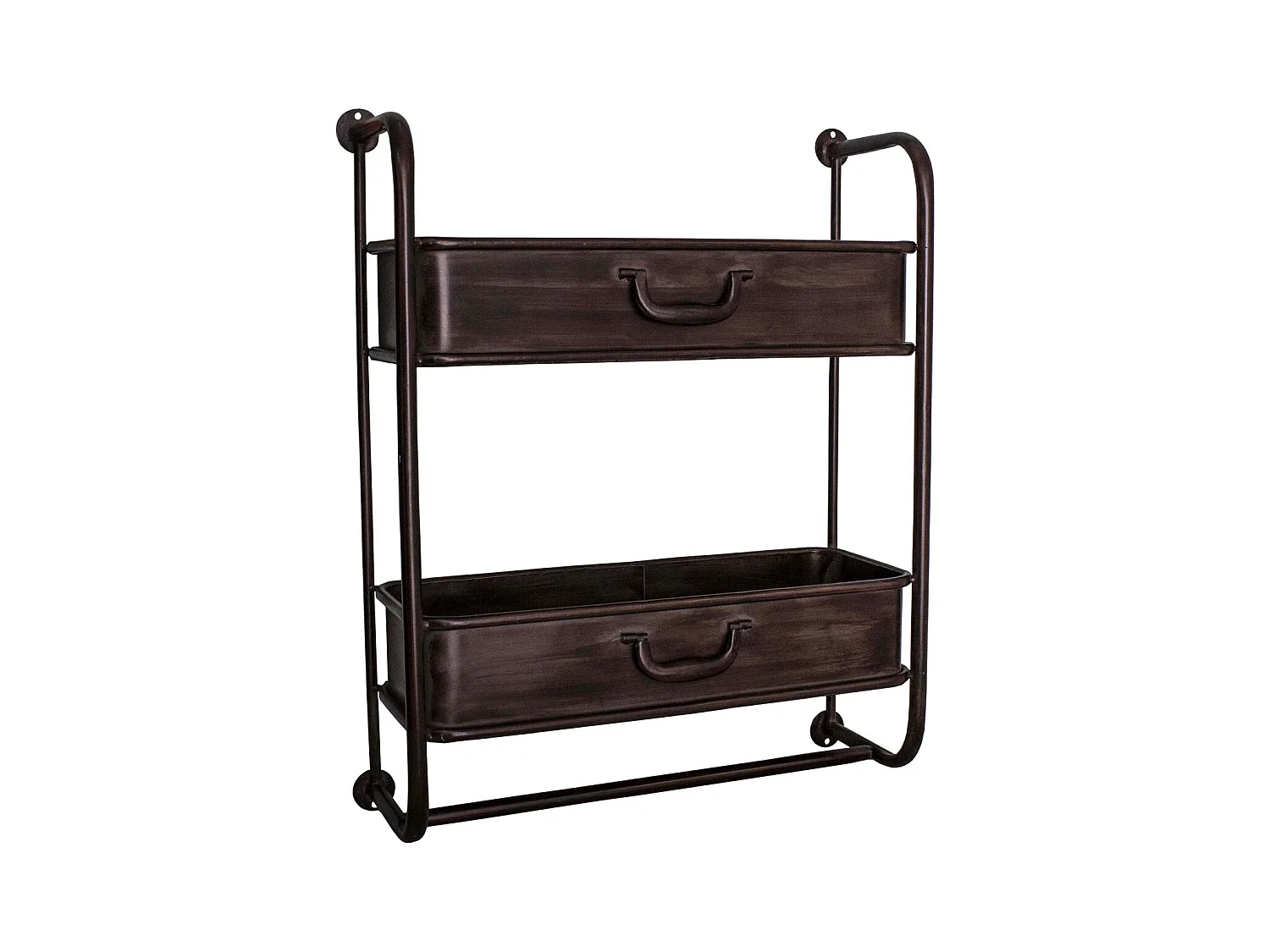 Étagère murale industrielle en fer 2 bacs 52 x 18 x 64 cm