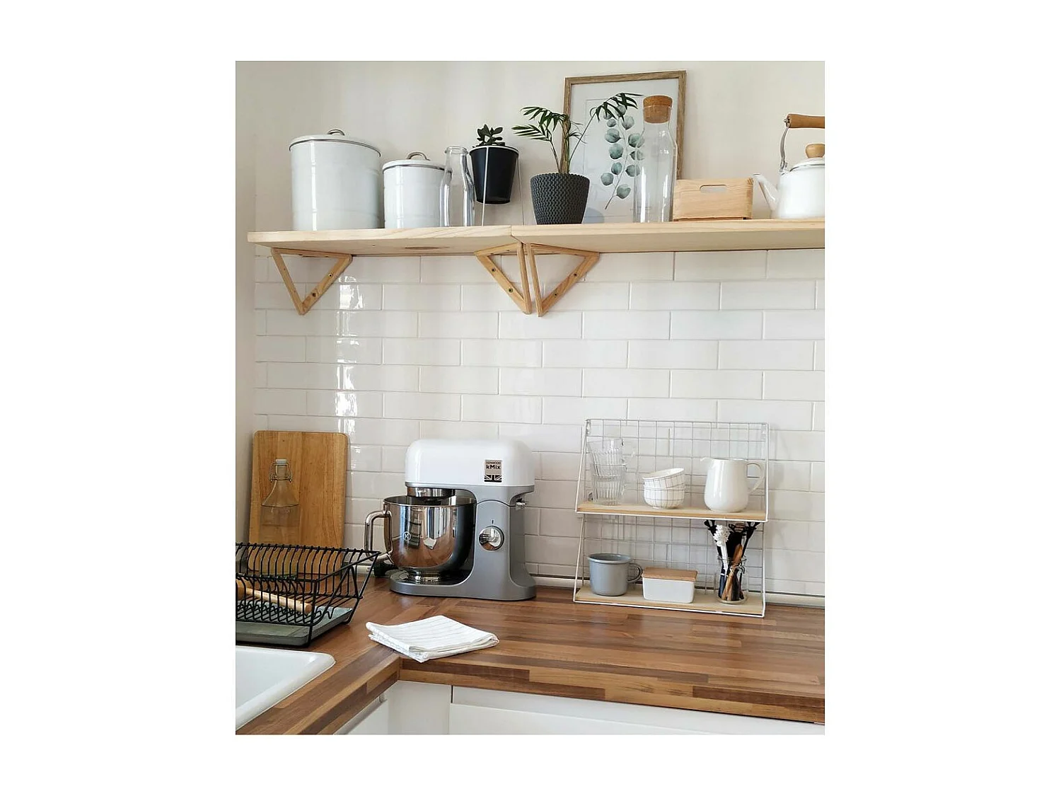 Etagère tablette murale en pin brut 90 x 17 cm