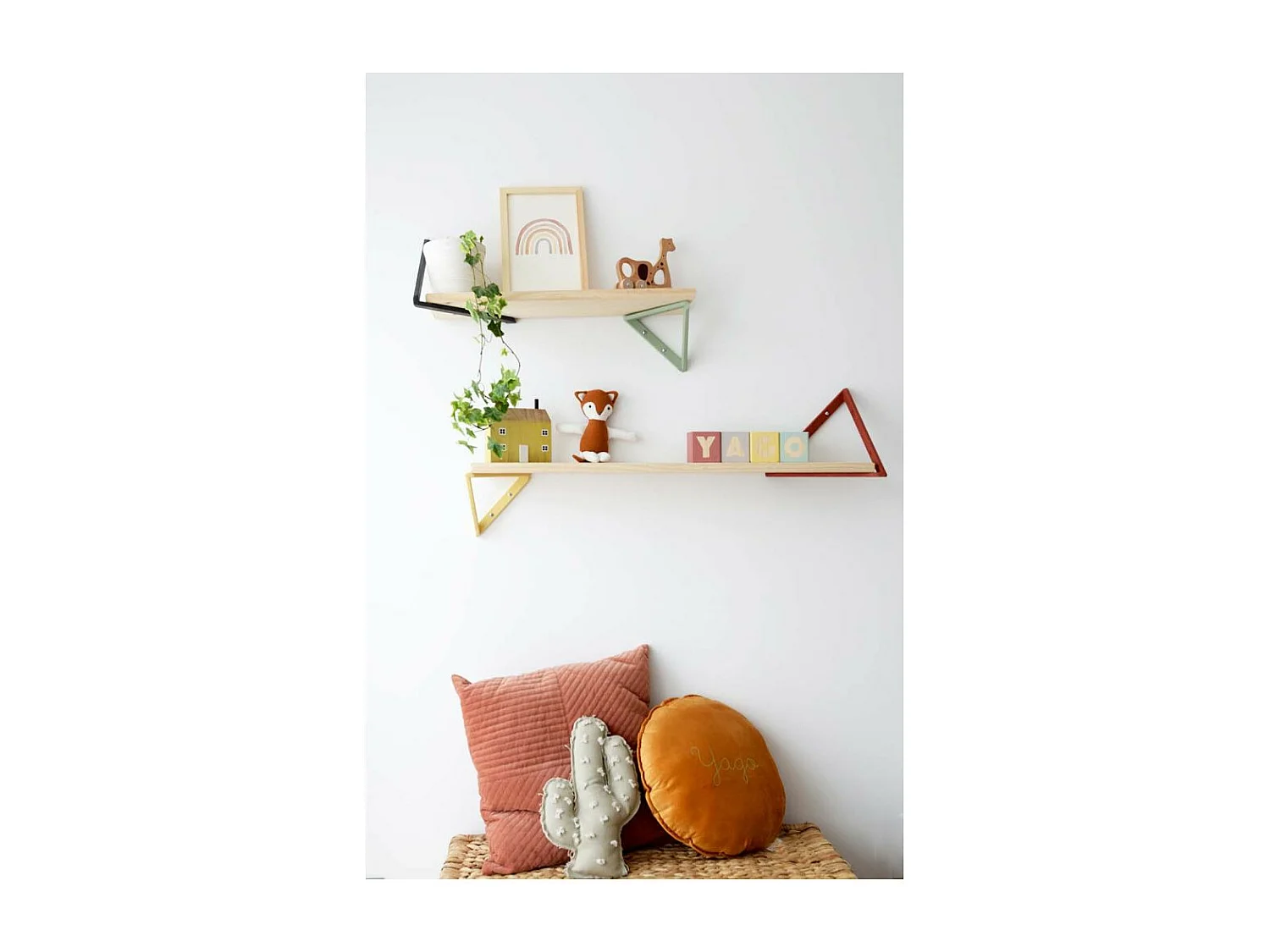 Etagère tablette murale en pin brut 90 x 17 cm