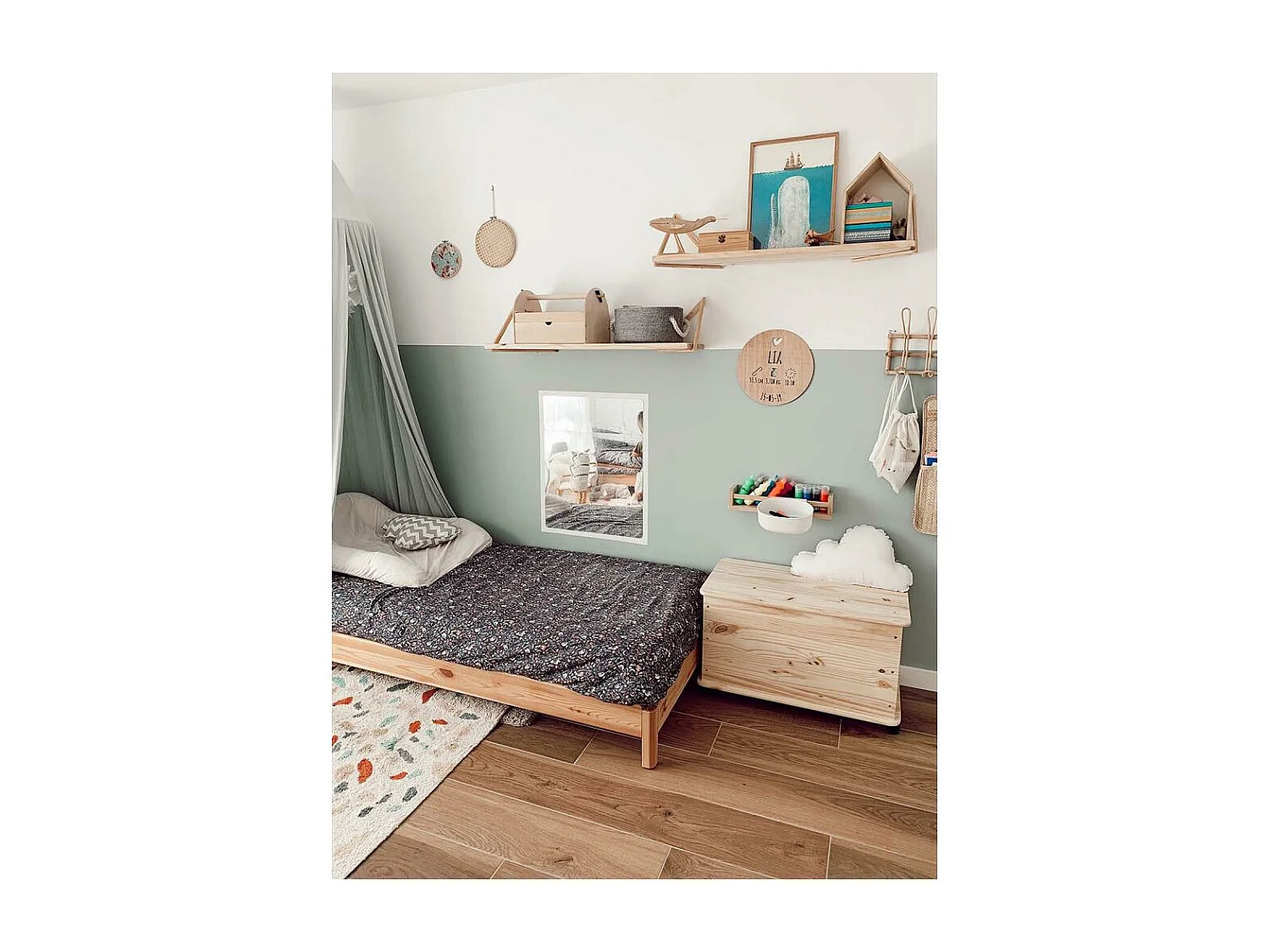 Etagère tablette murale en pin brut 90 x 17 cm