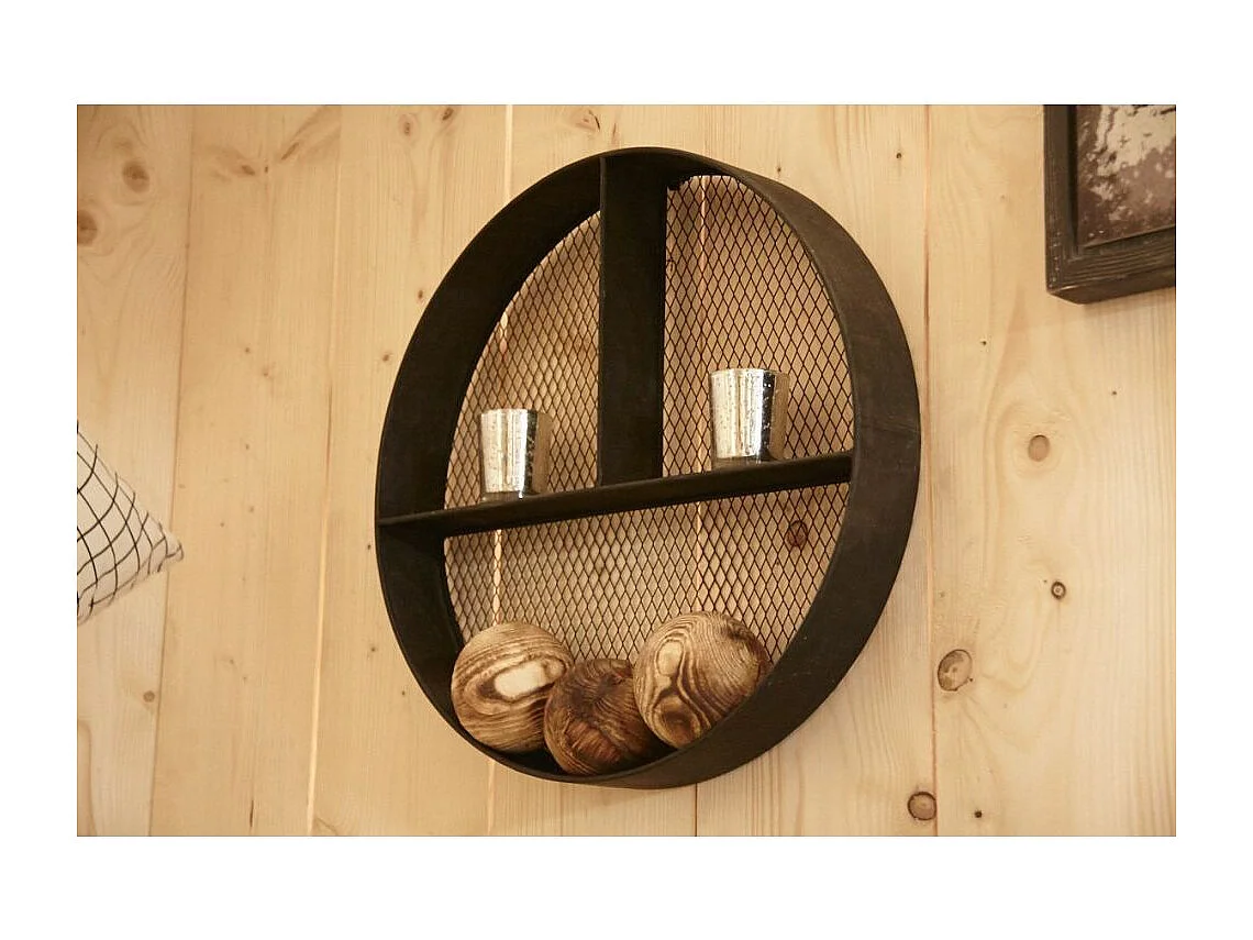 Etagère ronde murale fond grillagé