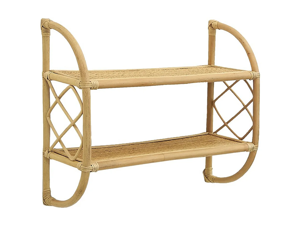 Etagère murale en rotin naturel 2 niveaux