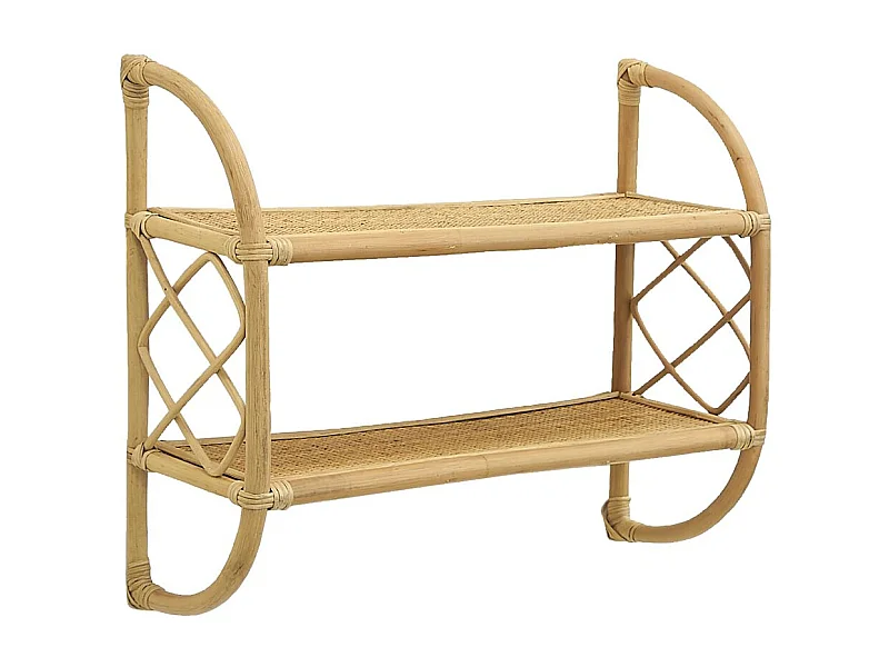 Etagère murale en rotin naturel 2 niveaux